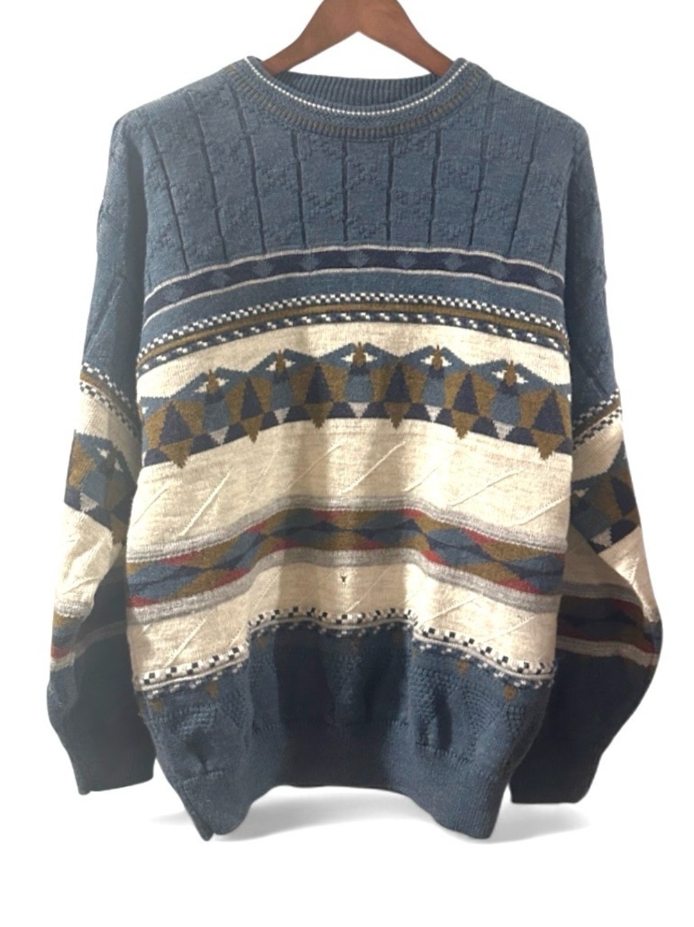 Vintage Geometric Patterned Crewneck Sweater Size Men’s Large